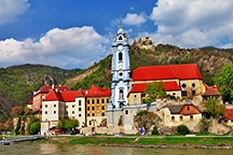Durnstein is located in lower Austria on the Danube river, in the wine growing region of Wachau